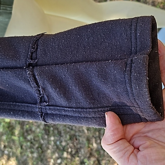 Free People size Small Army Green dental m black jersey sweatshirt sleeves hood - Picture 4 of 12